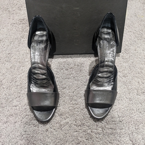 Gucci Heels Black and Silver Size 9 Open Toe TOM FORD Era - Picture 2 of 10